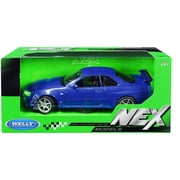 Nissan Skyline GT-R R34 RHD Right Hand Drive Blue Metallic "NEX Models" 1/24 Diecast Model Car by Welly