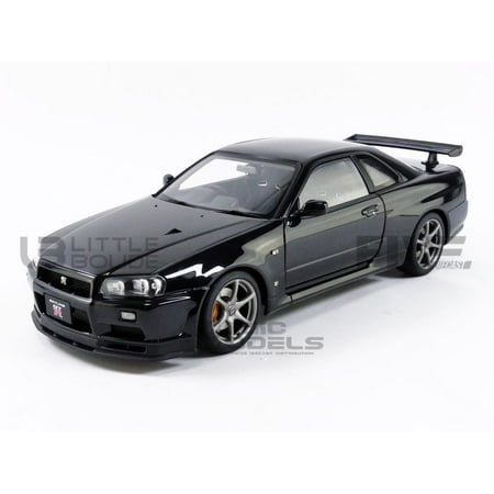 Nissan Skyline GT-R (R34) V-Spec II RHD (Right Hand Drive) Black Pearl 1/18 Model Car by Autoart