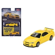 Nissan Skyline GT-R R34 V-Spec RHD Right Hand Drive Lightning Yellow Limited Edition 1/64 Diecast Model Car by Mini GT