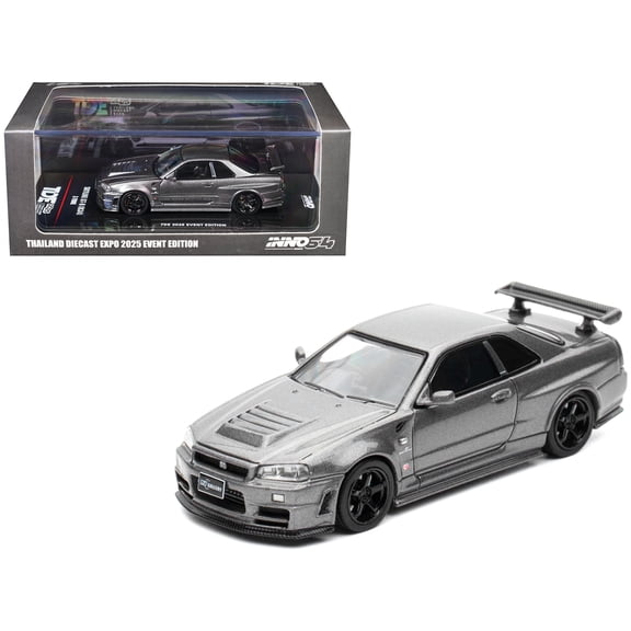 Nissan Skyline GT-R (R34) Z-Tune RHD Gray Metallic "Thailand Diecast Expo 2025 Event Ed" 1/64 Diecast Model Car by Inno Models