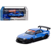 Nissan Skyline R32 Widebody RHD Right Hand Drive #10 "Tarmac Works 10th Anniversary" Blue Metallic "Global64" 1/64 Diecast Model Car by Tarmac Works