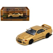 Nissan Skyline "Top Secret" BNR32 GT-R 650R RHD Right Hand Drive Gold Metallic 1/64 Diecast Model Car by Inno Models