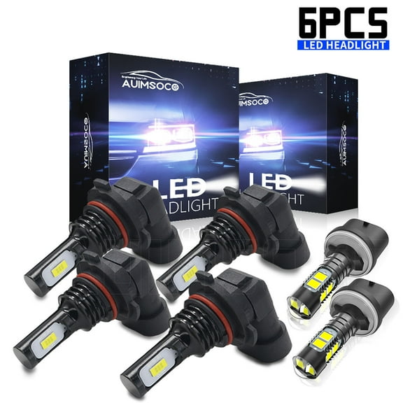 For Nissan Titan 2004-2009 2010 2011 2012 2013 2014 2015 6x Led Headlights 9005+9006+880 Kits Bulbs 8000 Lumens 6000k Combo Hi/Lo Bulbs Fog Lights Super White 50000 Hours Lifespan