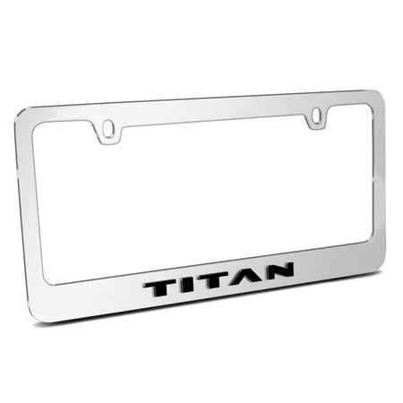 Nissan Titan 3D Embossed Letters on Mirror Chrome Metal License Plate Frame