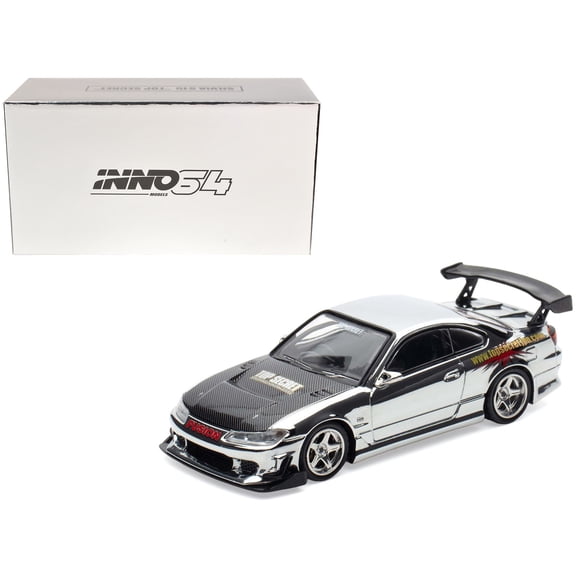 Nissan Silvia (S15) RHD Chrome w/Carbon Hood "Tokyo Auto Salon Kuala Lumpur 2025 Event Ed" 1/64 Diecast Model Car by Inno Models