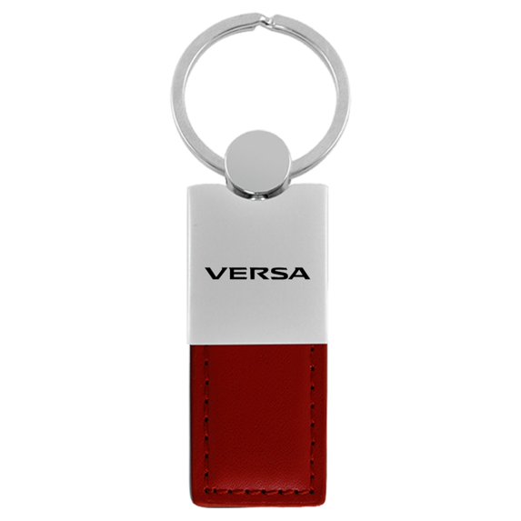 Nissan Versa Duo Rectangular Leather Key Chain (Burgundy)