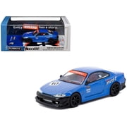 Nissan Vertex Silvia S15 RHD #10 Tarmac Works 10th Anniversary Blue Metallic 1/64 Diecast Model Car by Tarmac Works