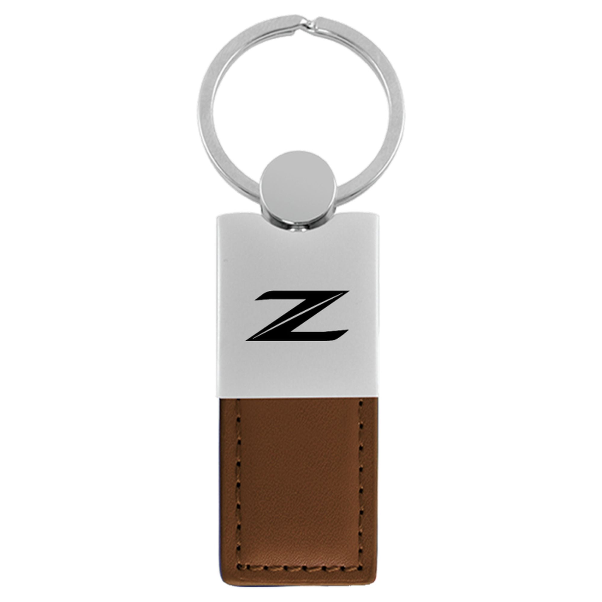 Nissan Z Duo Rectangular Leather Key Chain (Brown)