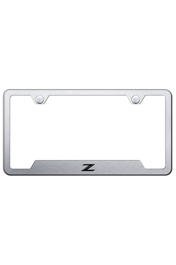 Nissan Z Laser Etched Logo Cut-Out License Plate Frame (Brushed Chrome)