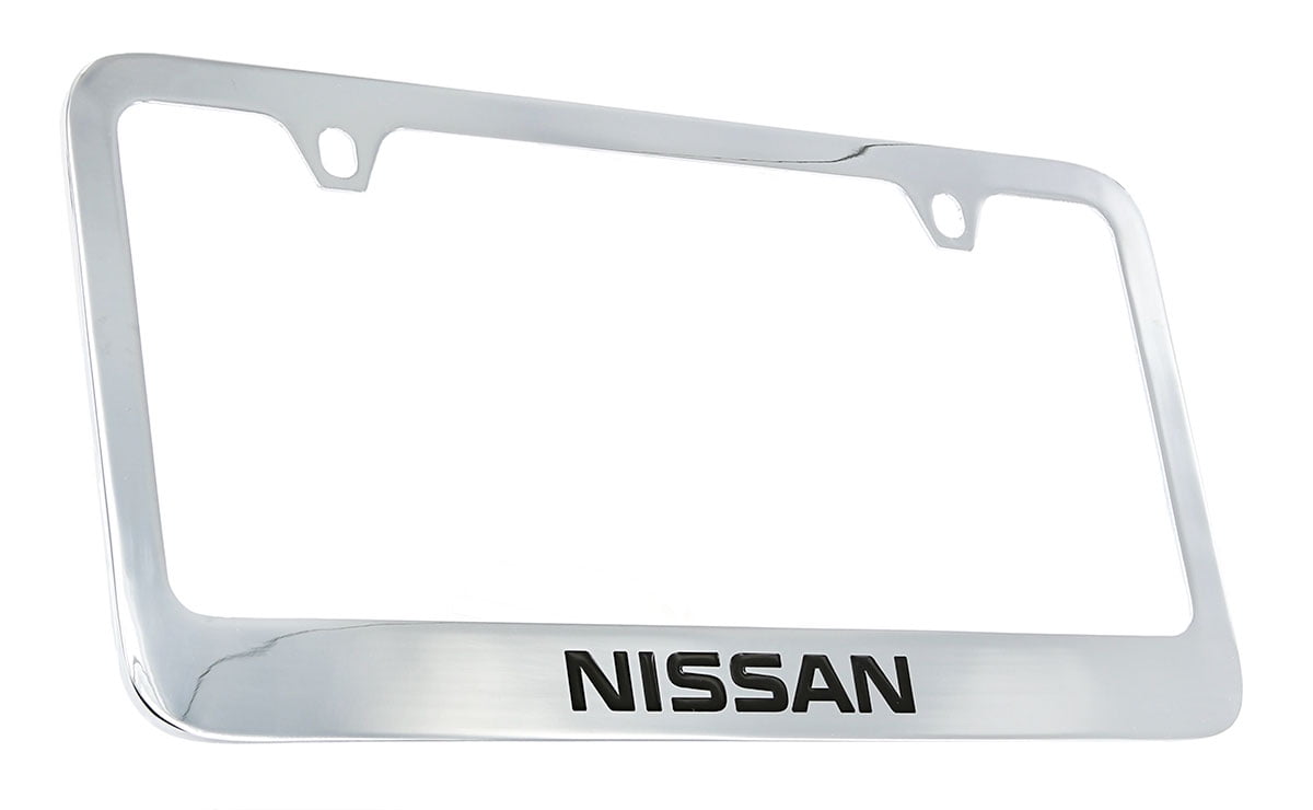 Nissan wordmark chrome plated metal license plate frame holder 2 hole