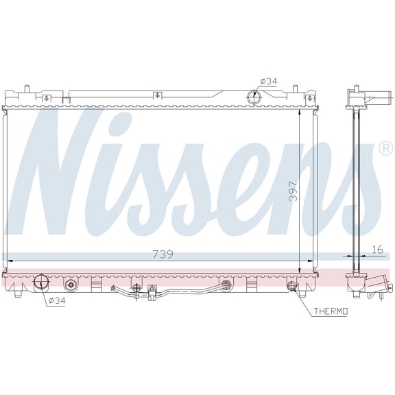 Nissens 64633 Radiator W/Integrated Transmission Oil Cooler