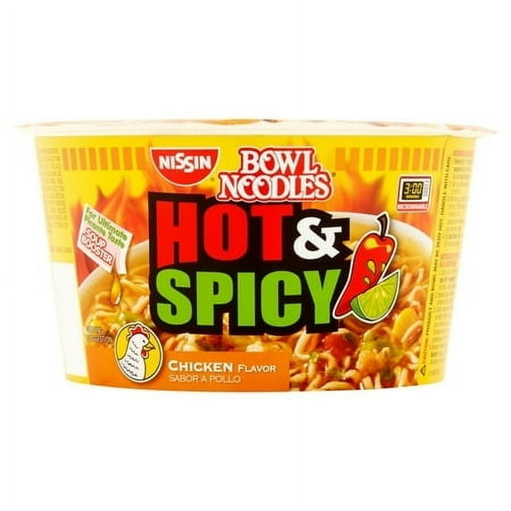 Nissin Bowl Noodles Hot & Spicy Chicken Flavor Ramen Noodle Soup (Pack of 4)