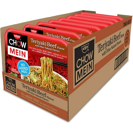 Nissin Chow Mein Noodles Teriyaki Beef Flavor, 4 OZ (Pack of 8)