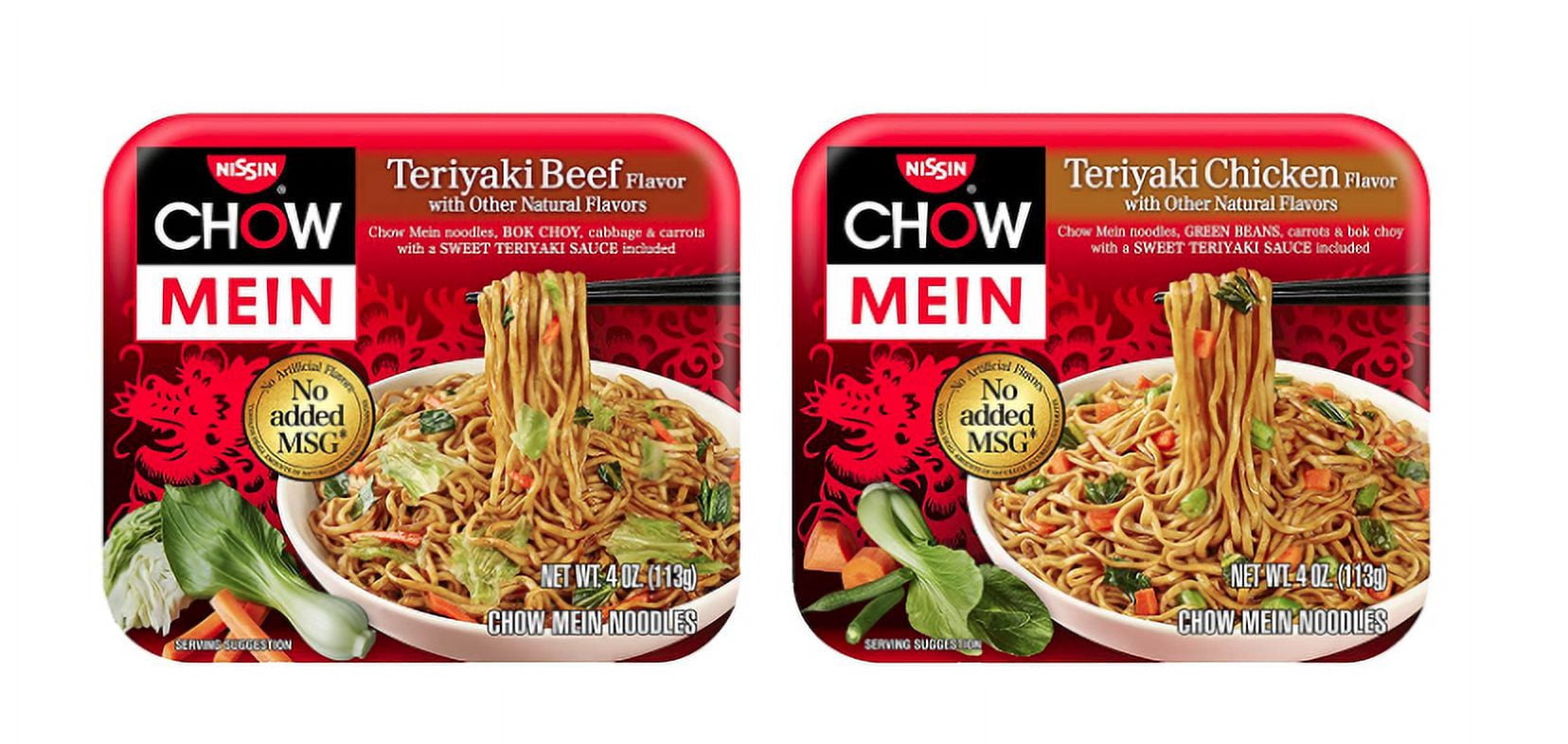 Nissin Chow Mein Premium Teriyaki Beef & Chicken Variety Bundle (Pack of 12)