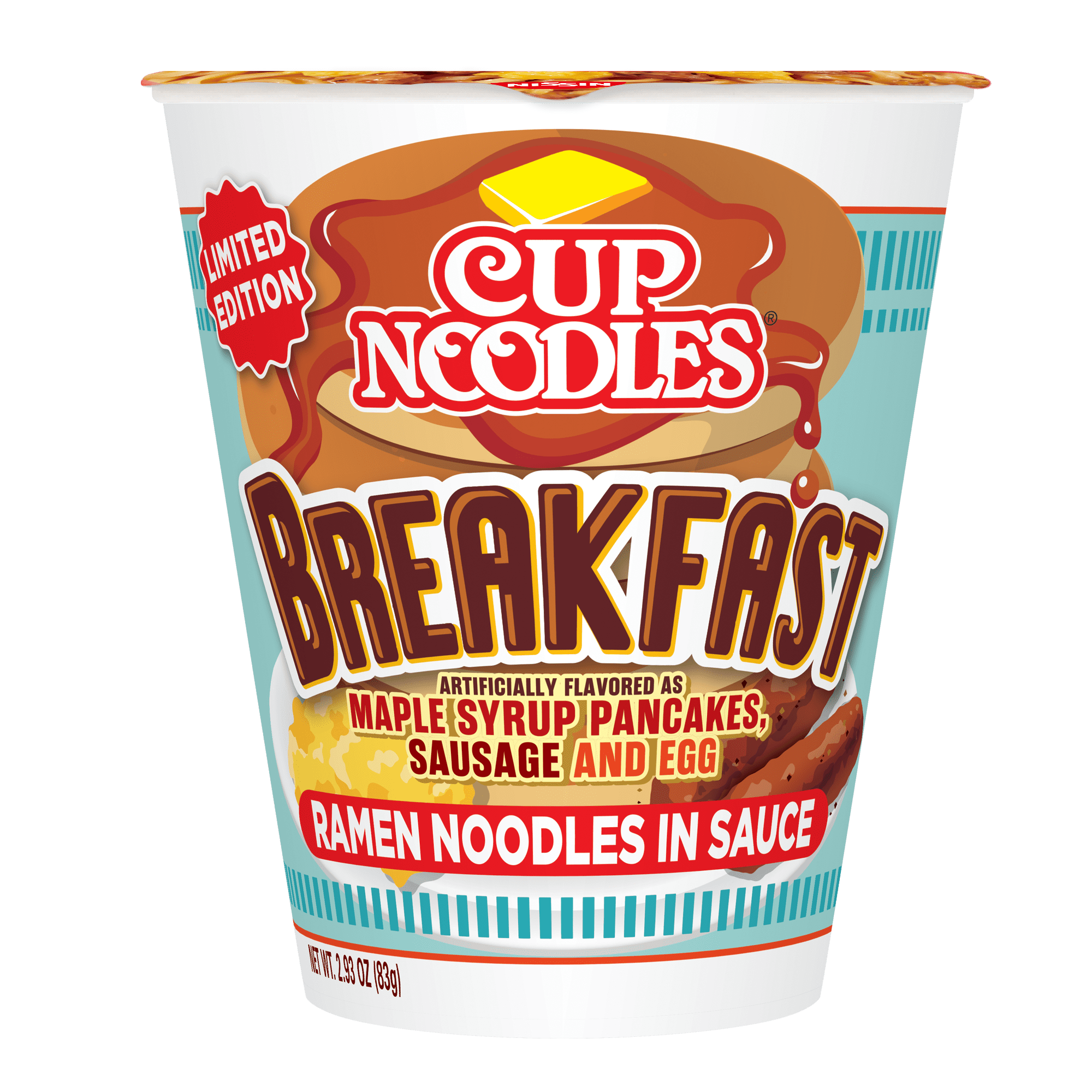 Nissin Cup Noodles Breakfast Maple Syrup Pancakes, Sausage, Egg