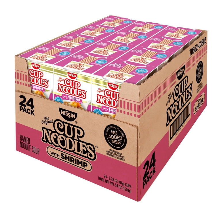Nissin Shrimp Cup Noodles 2.5 oz 24 Count All-in-One Quick and