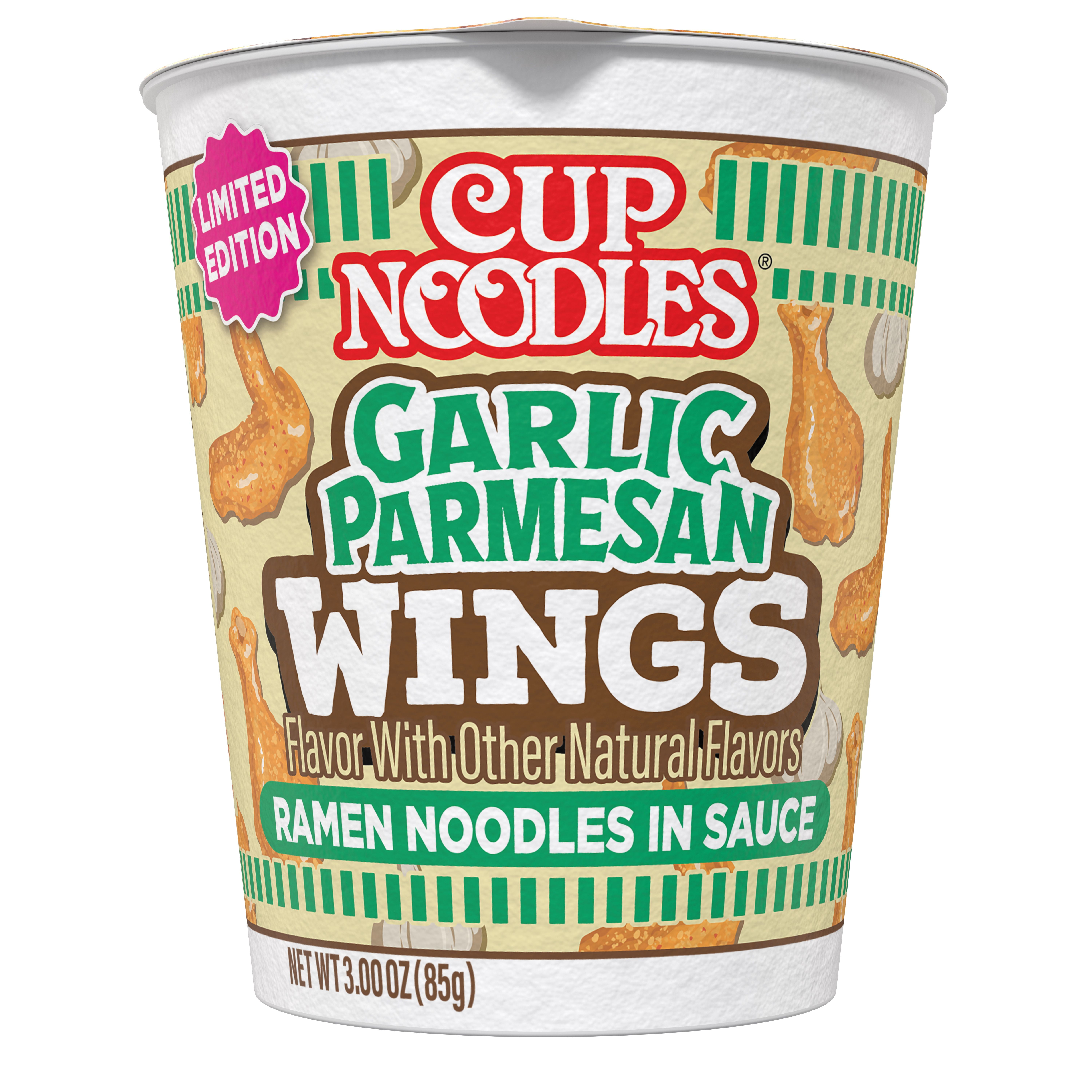 Nissin Cup Noodles Hot Wings Garlic Parmesan Flavor, 3.0 oz Cup, Limited Edition