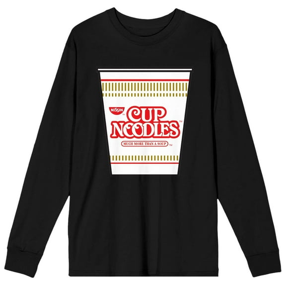 Nissin Cup Noodles Instant Noodles Crew Neck Long Sleeve Black Adult Tee-Medium