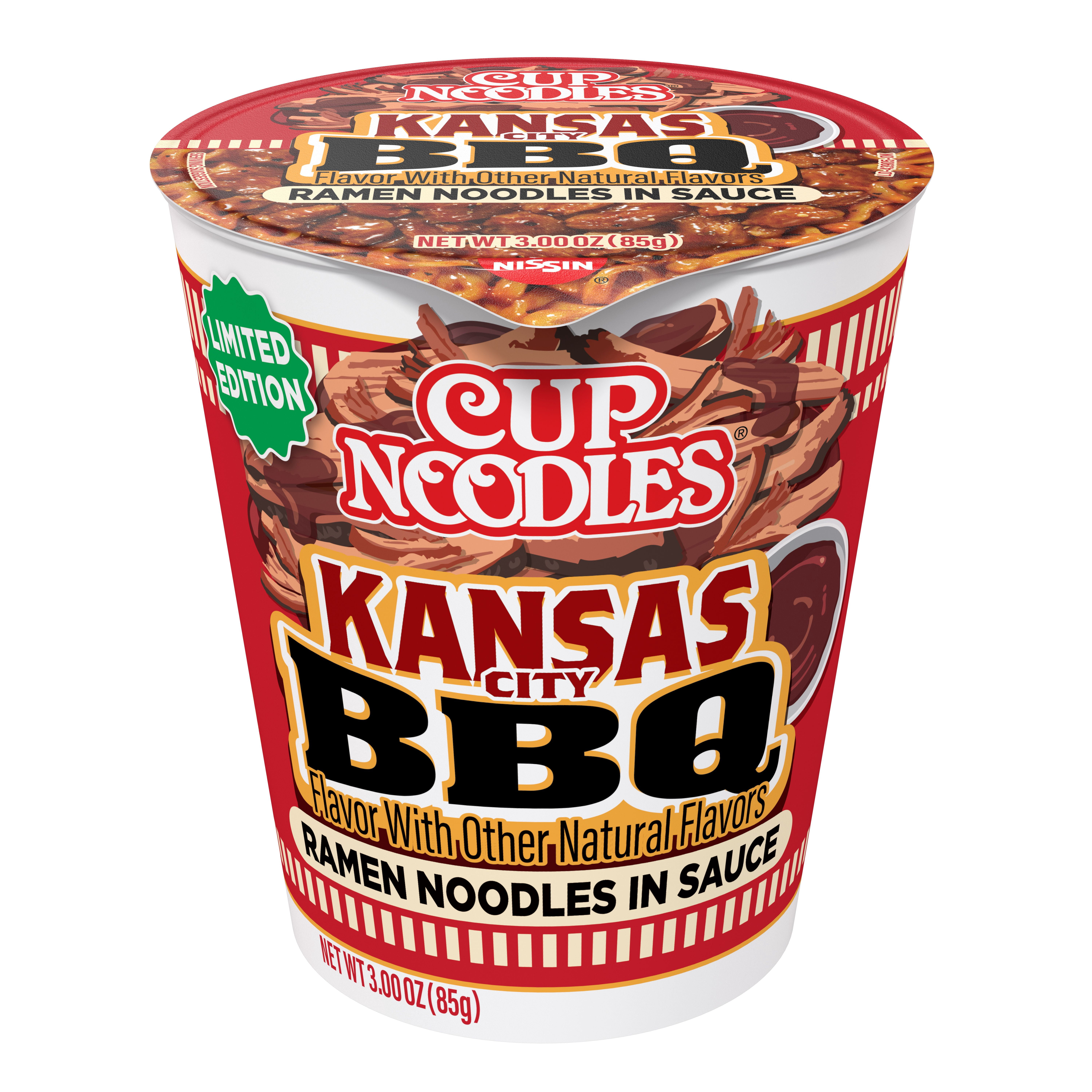 Nissin Cup Noodles Kansas City BBQ Flavor, 3.0 oz Cup, Limited Edition