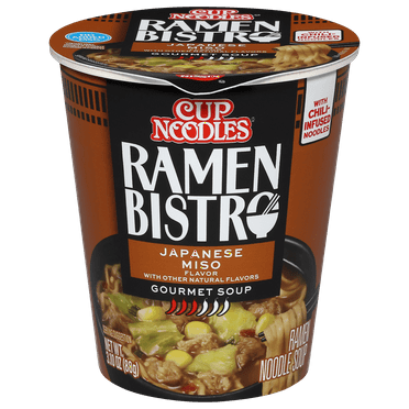 Nissin Cup Noodles Ramen Bistro Ramen Noodle Soup, Japanese Miso Flavor, 3.10 oz Cup, Shelf-Stable