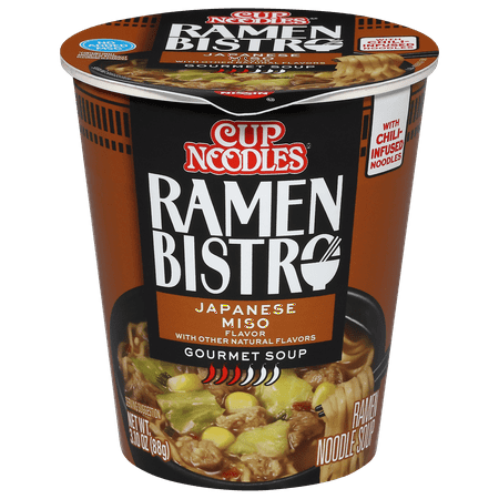 Nissin Cup Noodles Ramen Bistro Ramen Noodle Soup, Japanese Miso Flavor, 3.10 oz Cup, Shelf-Stable