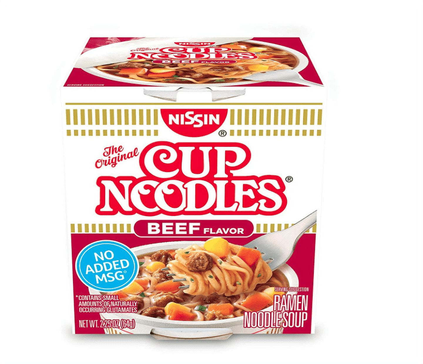 Nissin Cup Noodles Ramen Noodle Soup Beef 2 25 Oz Pack Of 12