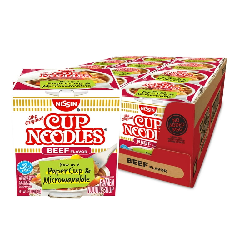 Ramen Cup Noodle Soup, Beef Flavor (Pack of 12) - Walmart.com