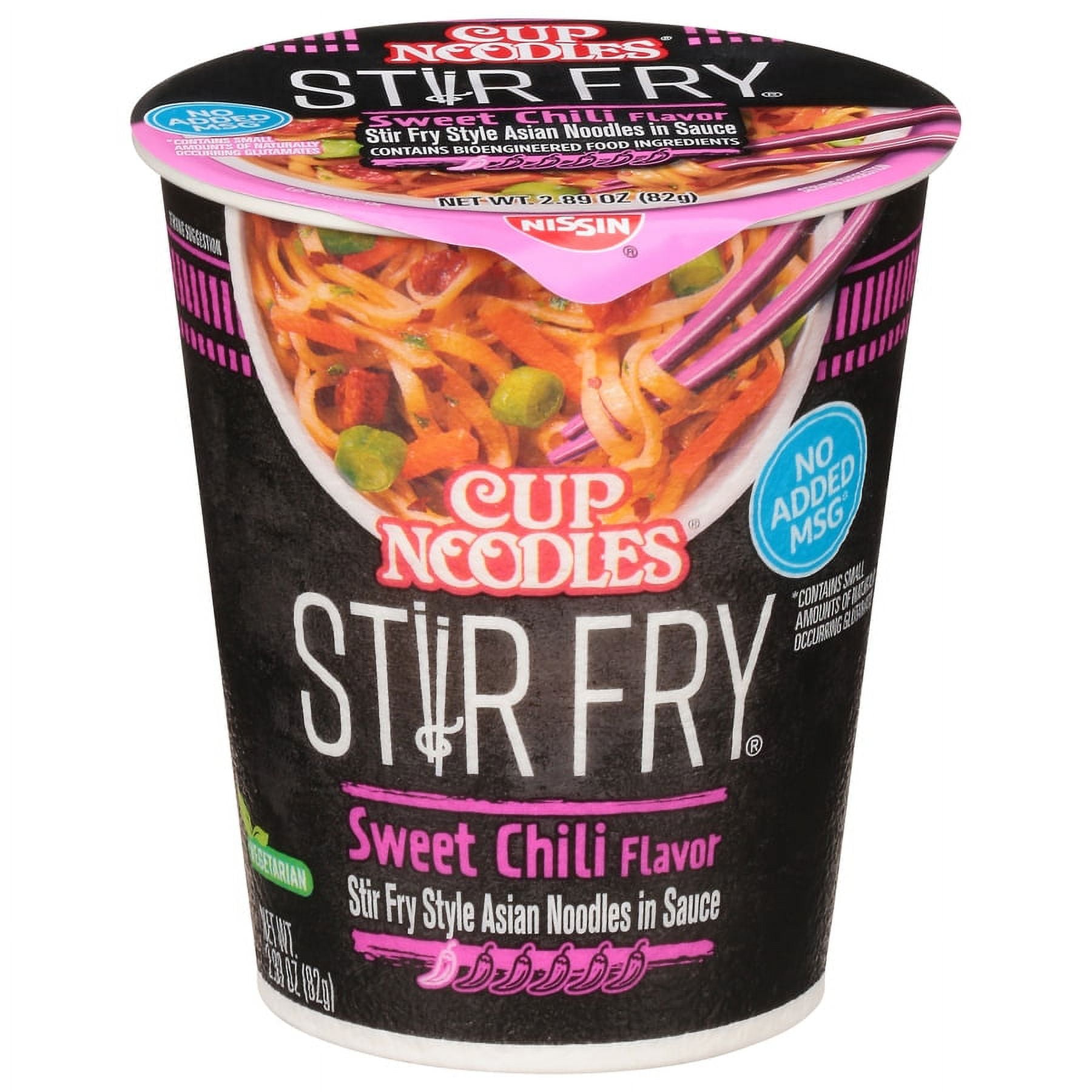 Nissin Cup Noodles Stir Fry Sweet Chili Flavor Asian Noodles in Sauce 2.89 oz. Cup (Pack of 8)