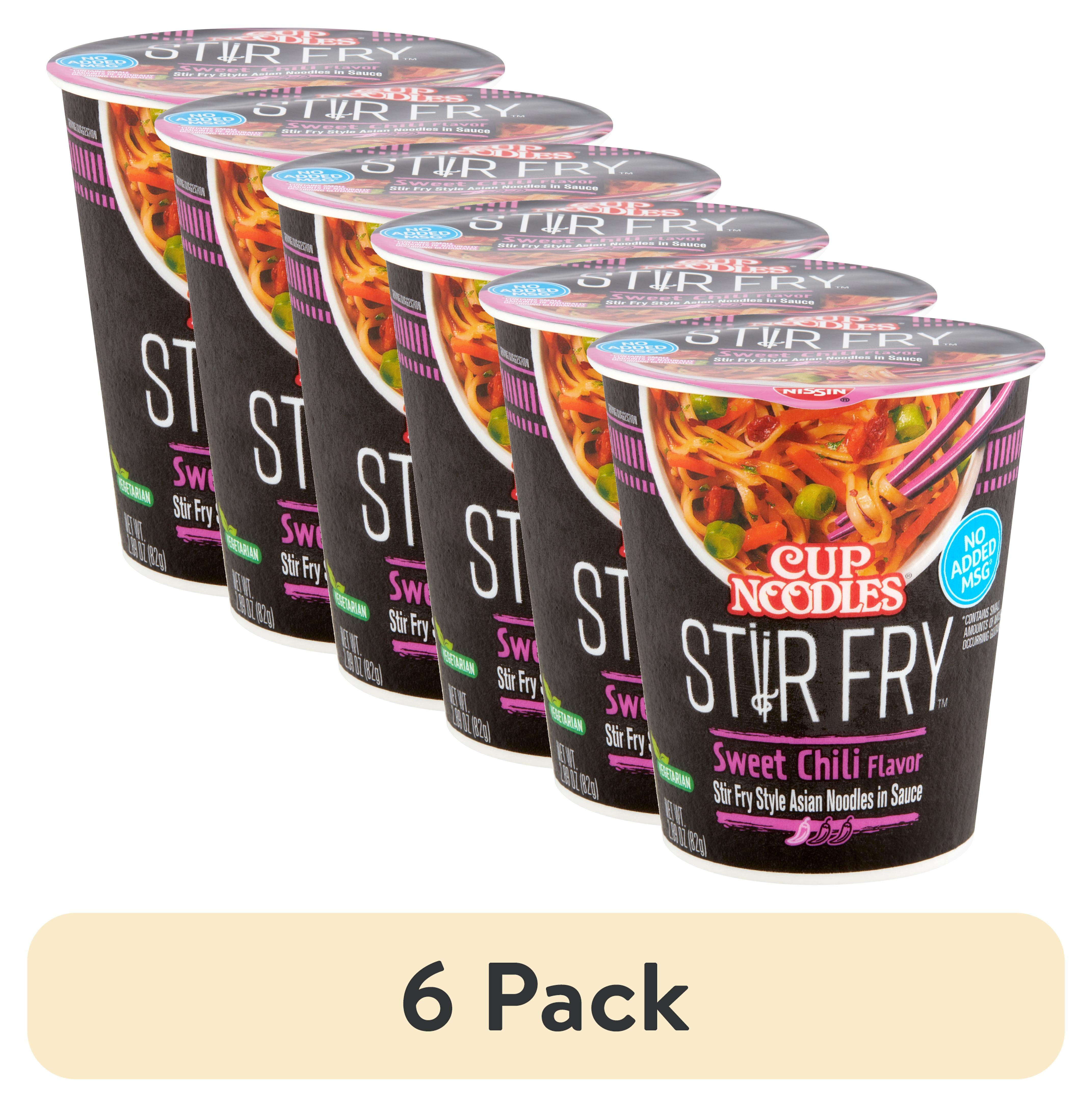 (6 pack) Nissin Foods Cup Noodles Stir Fry Ramen Noodles, Sweet Chili