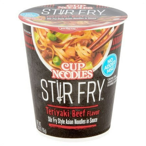 Nissin Cup Noodles Stir Fry Teriyaki Beef Flavor Noodles, 3.00 Oz (Pack of 2)