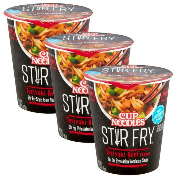 Nissin Cup Noodles Teriyaki Beef Flavor Stir Fry 3 oz,(3 PACK)