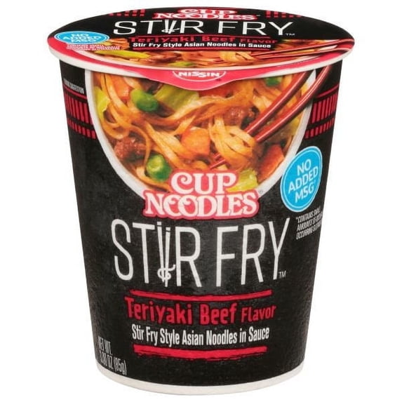 Nissin Cup Noodles Teriyaki Beef Flavor Stir Fry 3 oz (Pack of 8)