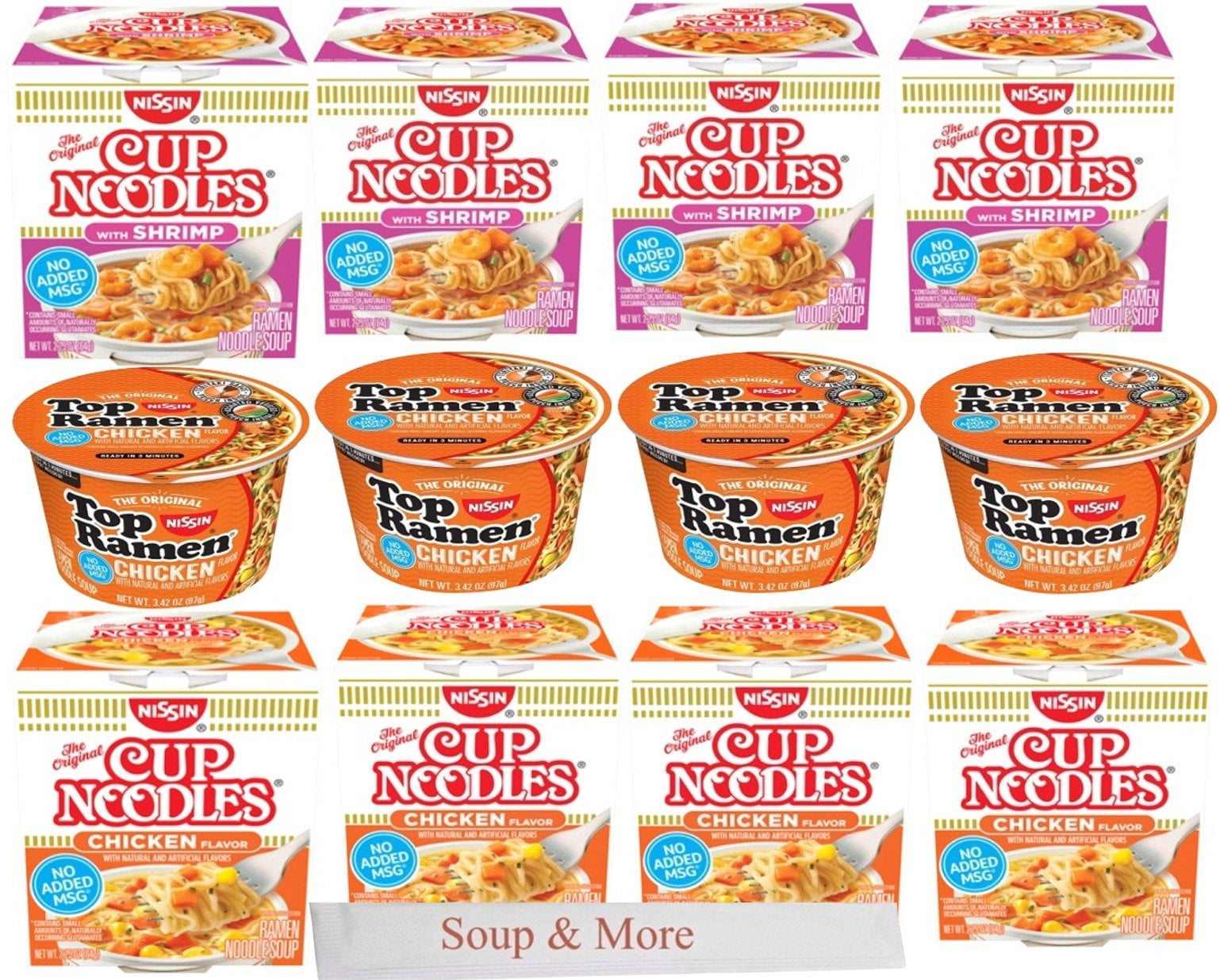  Nissin Top Ramen Bowl Ramen Noodle Soup, Chicken, 3.42 Ounce  (Pack of 6) : Grocery & Gourmet Food