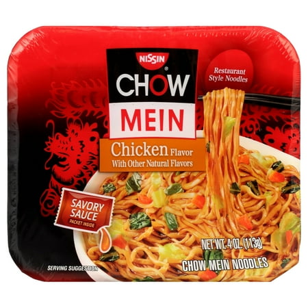 Nissin Foods Chow Mein Instant Noodles, Chicken Flavor, 4.0 oz Tray (Pack 2)