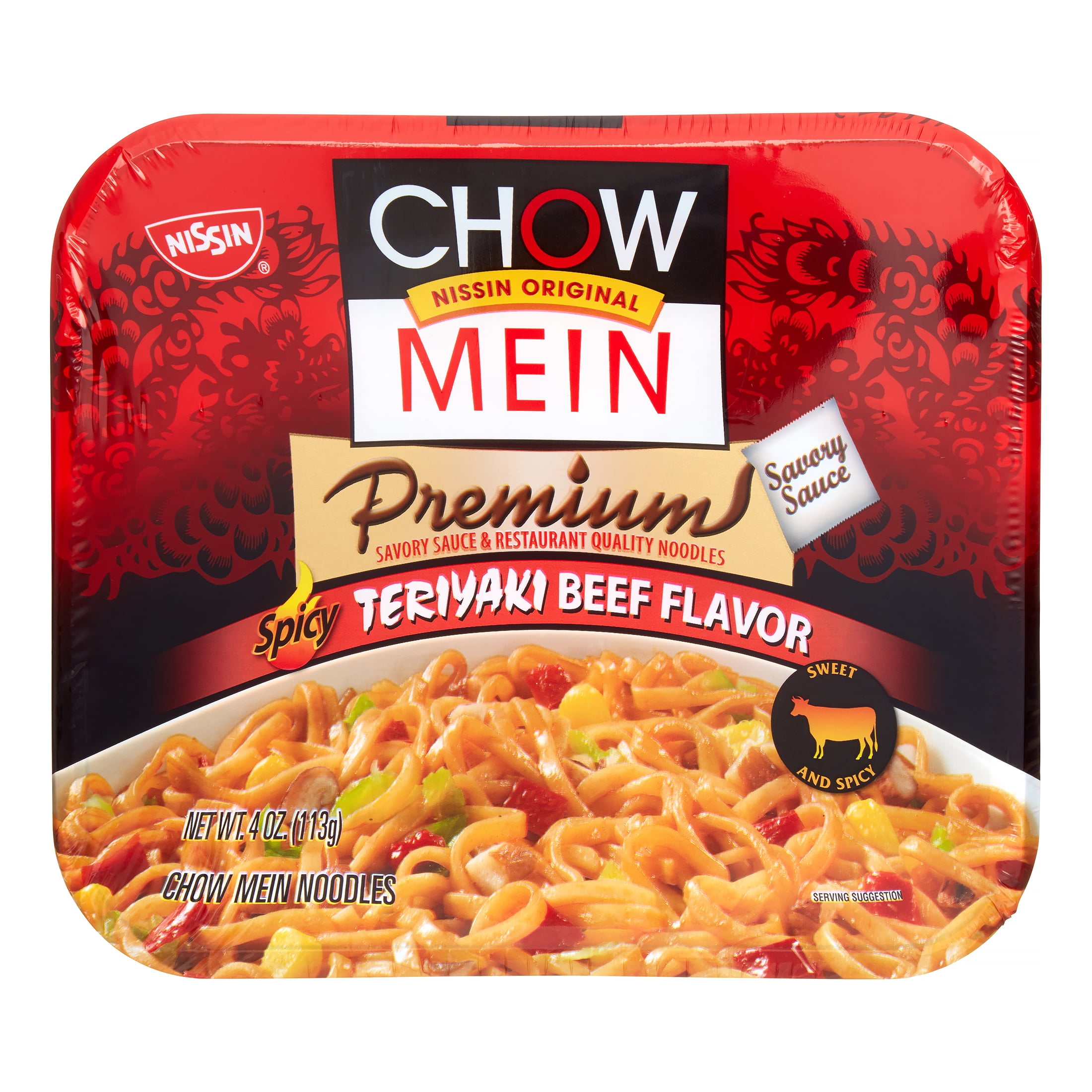 Nissin Foods, Chow Mein (Spicy Teriyaki Beef), 4 fl oz (Case of 8)