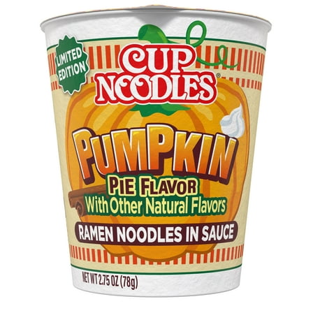 Nissin Foods Cup Noodles Limited Edition Ramen Noodles Pumpkin Pie Flavor, 2.75oz Shelf Stable Cup
