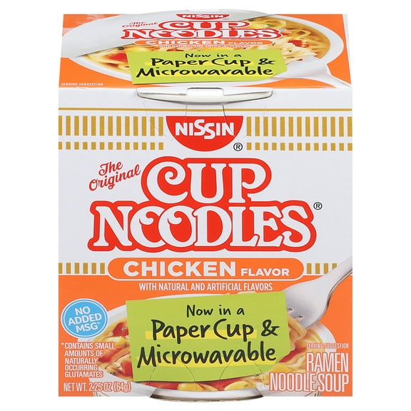 Nissin Foods Cup Noodles Ramen Noodle Soup, Chicken Flavor, 2.25 oz Cup, Shelf-Stable