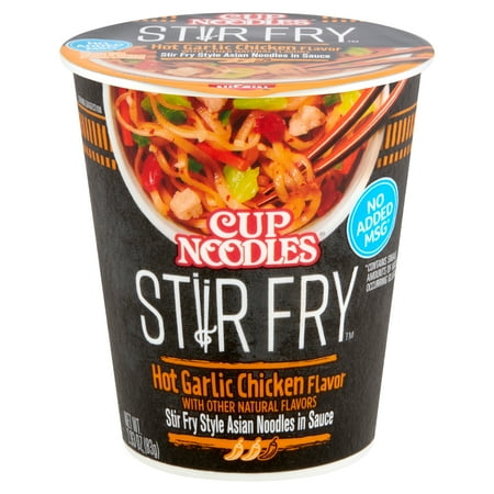 Nissin Foods Cup Noodles Stir Fry Ramen Noodles, Hot Garlic Chicken Flavor, 2.93 oz Cup, Shelf-Stable