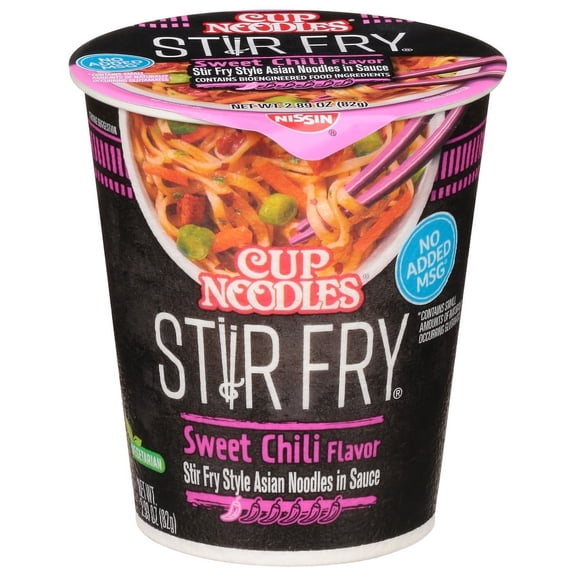 Nissin Foods Cup Noodles Stir Fry Ramen Noodles, Sweet Chili Flavor 2.93 oz Cup (Pack 4)