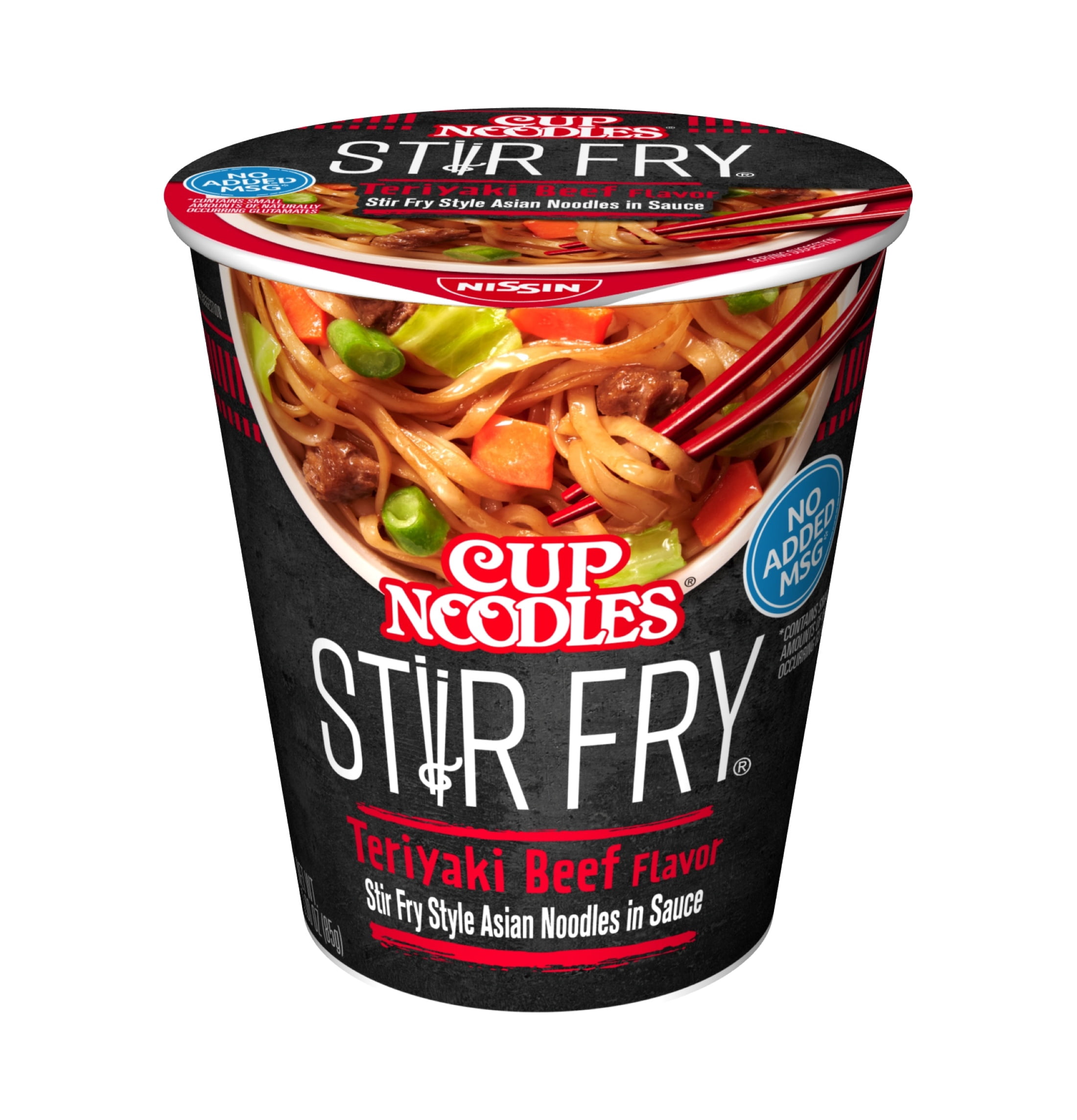 Nissin Foods Cup Noodles Stir Fry Ramen Noodles, Teriyaki Beef Flavor, 3.0 oz Cup, Shelf-Stable