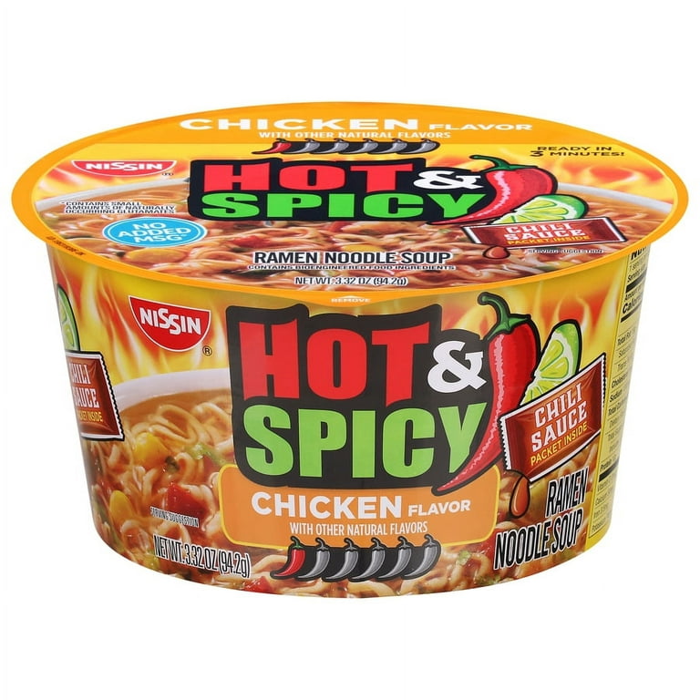 Nissin Hot & Spicy Chicken Flavor Ramen Noodle Soup, 3.32 oz - Foods Co.