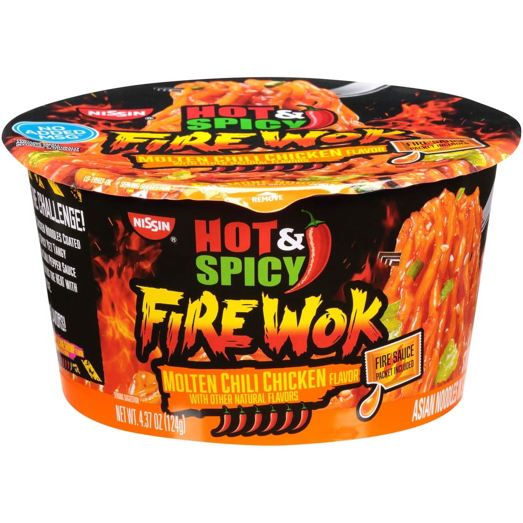 Nissin Hot & Spicy Molten Chili Chicken Flavor Asian Noodles Soup, 4.37 oz (Pack of 10)