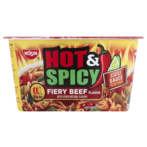 Nissin Noodle Bowl, Hot and Spicy Fiery Beef, 3.3 Ounce (Pack of 6)