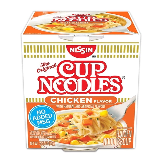Nissin Noodles Chicken Flavor Soup Cup, 2.25 Ounce (Pack of 12)