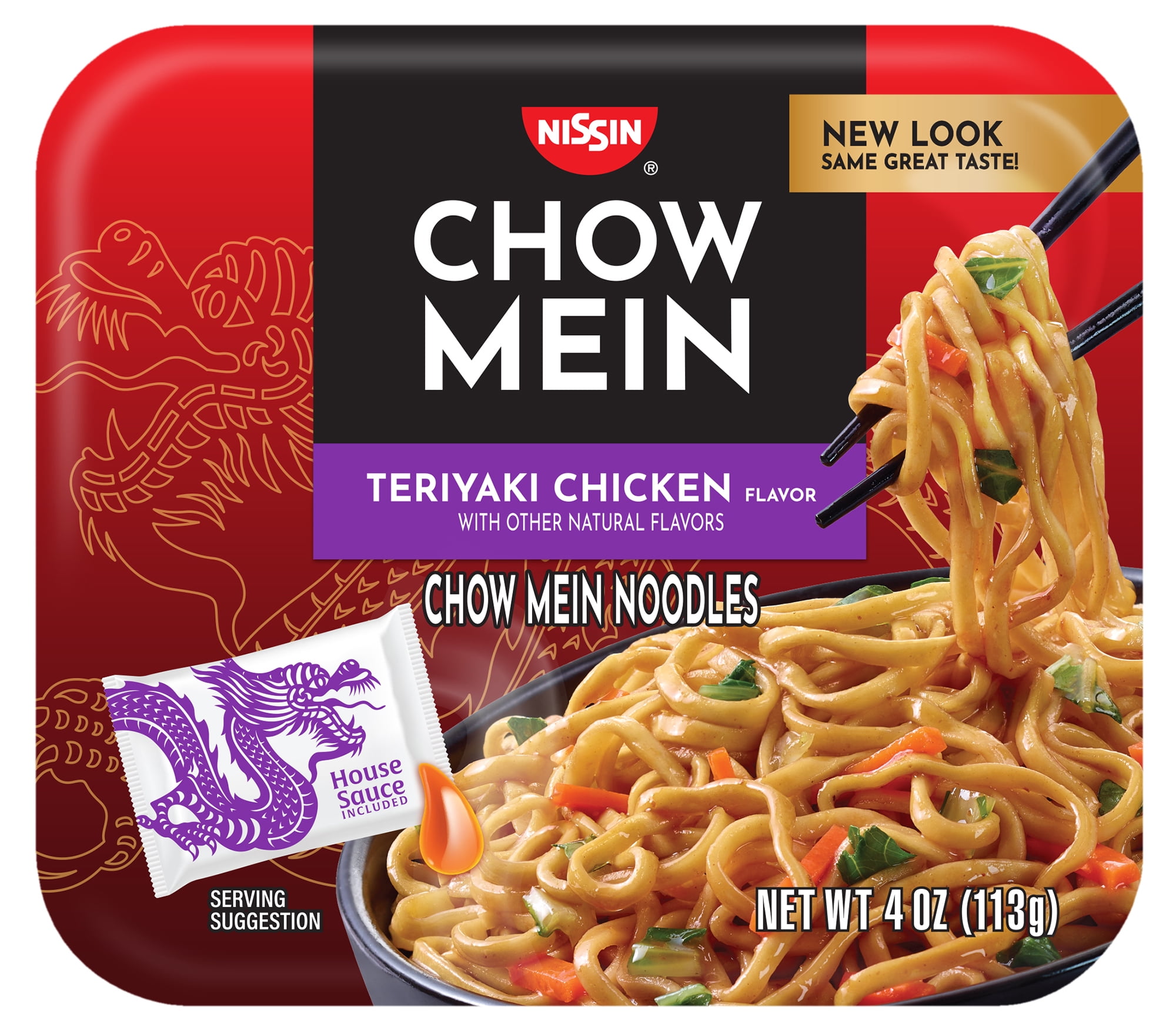 Nissin Original Premium Teriyaki Chicken Flavor Chow Mein Noodles, 4 oz (Pack of 10)