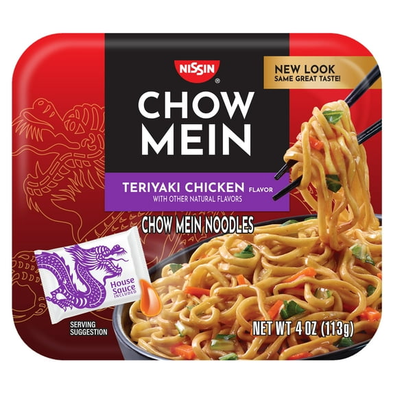 Nissin Original Premium Teriyaki Chicken Flavor Chow Mein Noodles, 4 oz (Pack of 6)