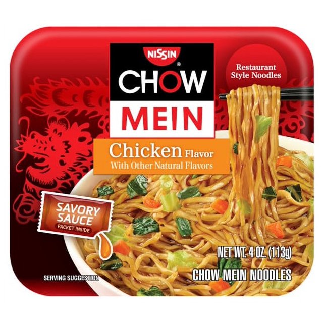 (6 pack) Nissin Premium Chicken Flavor Chow Mein Noodles 4 oz. Tray