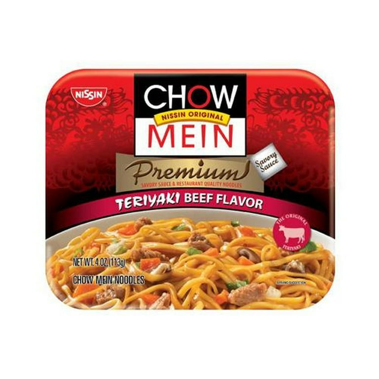 Nissin Premium Teriyaki Beef Flavor Chow Mein Noodles (Pack of 24