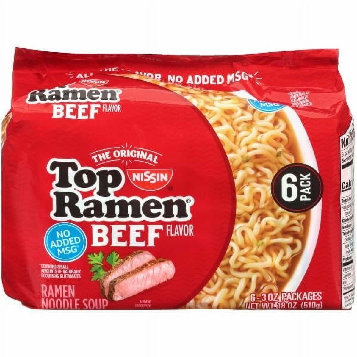 Nissin Ramen Noodle Soup Beef Flavor 6 Count (Pack of 2)