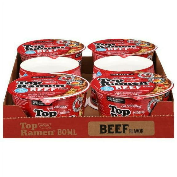 Nissin Ramen Noodle Soup Beef Flavor (Pack of 8)